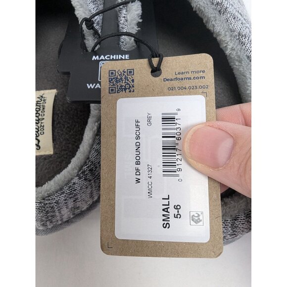 Dearfoam Womens Cozy Comfort Bound Scuff Gray Slippers Sz 5/6 S Memory Foam - Picture 4 of 5